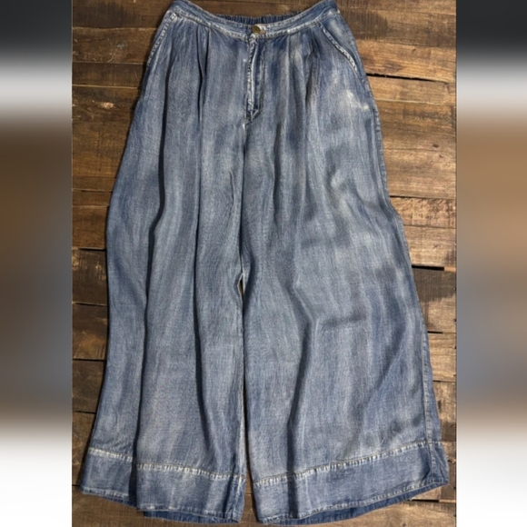 Jaded Gypsy Pants - BRAND NEW Jaded Gypsy Sun Drift Pant Wide-Leg Denim Pants in Chambray